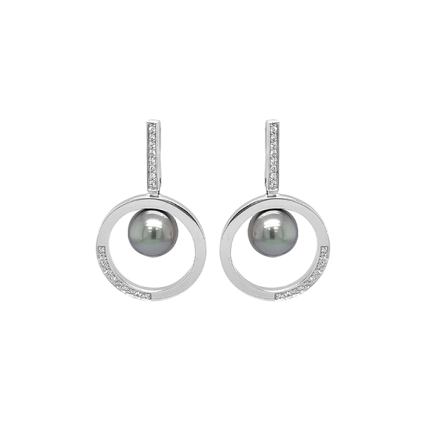 Goldohrringe Naturperlen und Diamanten
