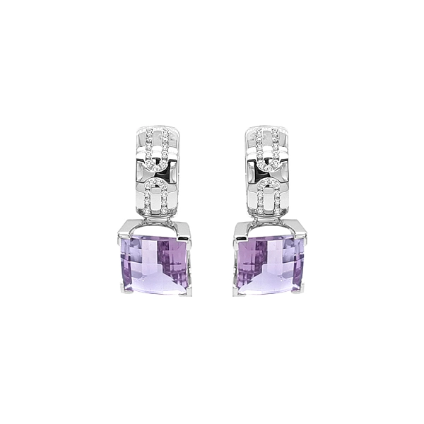 Goldohrringe mit Amethysten und Diamanten