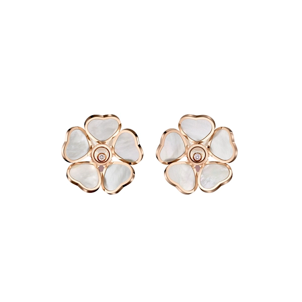 Goldohrringe Chopard Happy Hearts Blume 84A085-5301