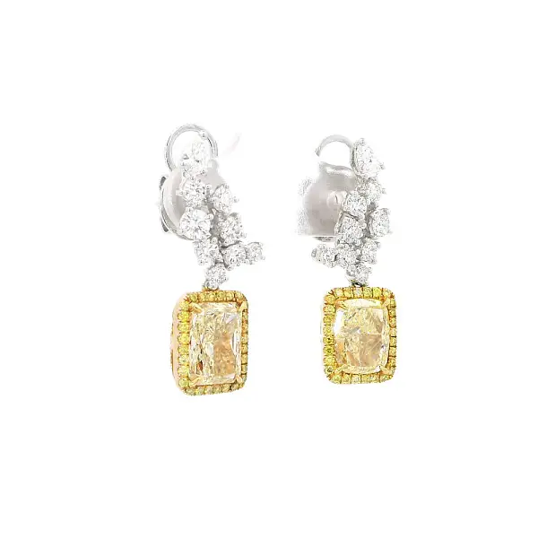 Gold-Ohrringe mit gelbem Fancy-Diamanten