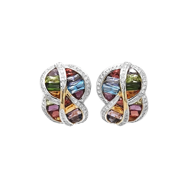 Gold-Ohrringe Halbedelsteine und Diamanten