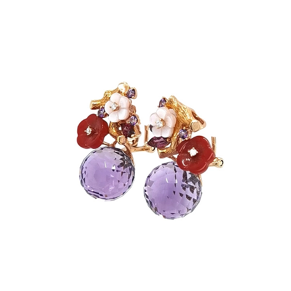 Gold-Ohrringe Halbedelsteine und Diamanten