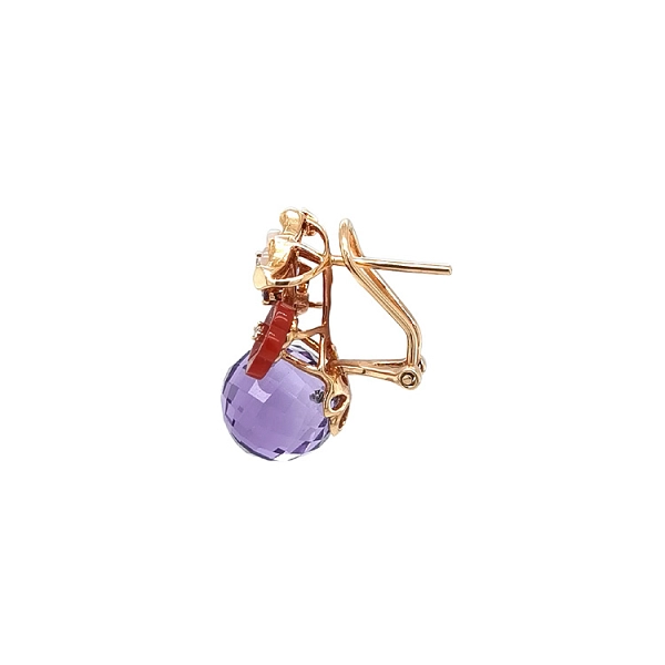 Gold-Ohrringe Halbedelsteine und Diamanten