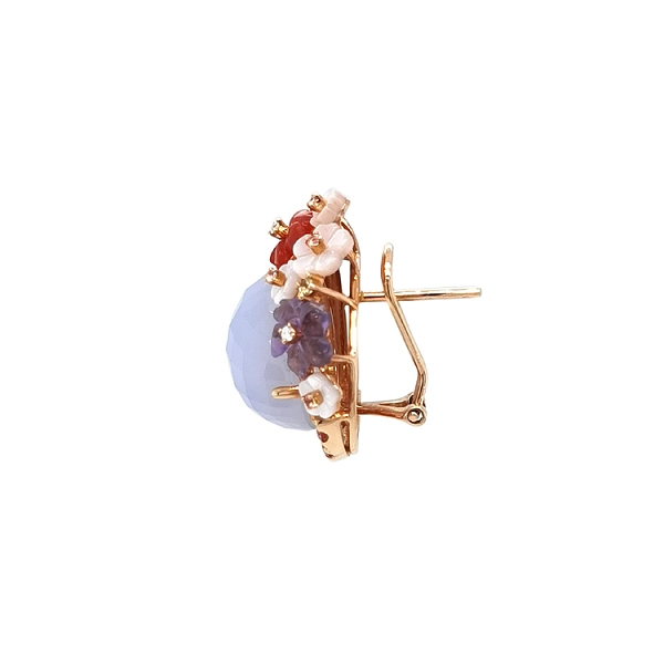 Gold-Ohrringe Halbedelsteine und Diamanten