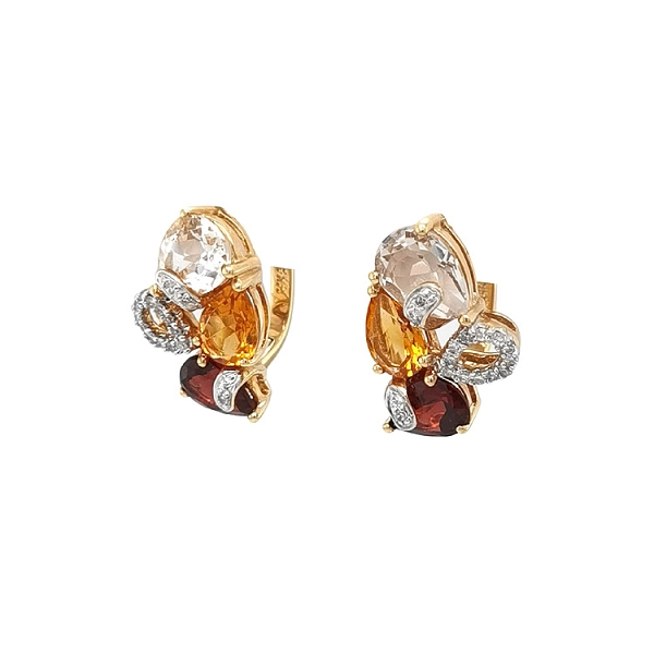 Gold-Ohrringe Halbedelsteine und Diamanten