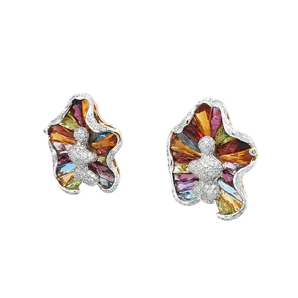 Gold-Ohrringe Halbedelsteine und Diamanten