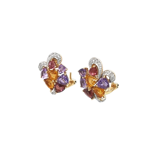 Gold-Ohrringe Halbedelsteine und Diamanten