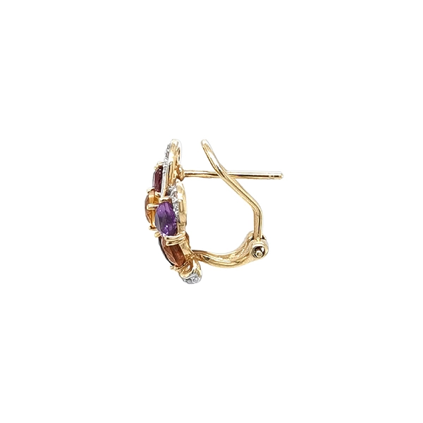 Gold-Ohrringe Halbedelsteine und Diamanten