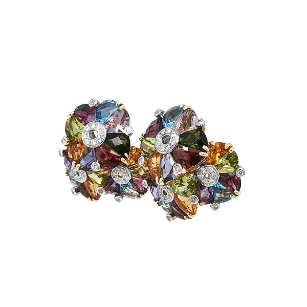 Gold-Ohrringe Halbedelsteine und Diamanten