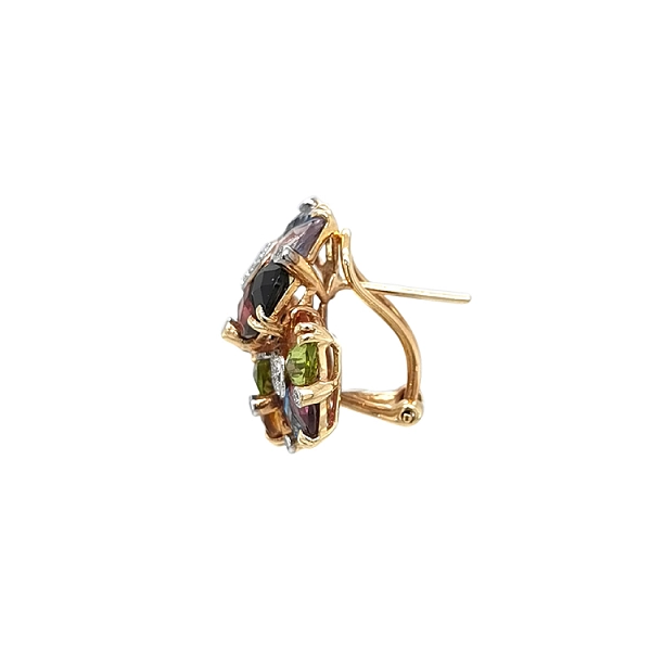 Gold-Ohrringe Halbedelsteine und Diamanten