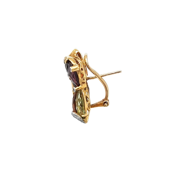 Gold-Ohrringe Halbedelsteine und Diamanten