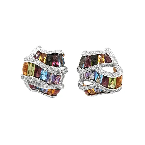 Gold-Ohrringe Halbedelsteine und Diamanten