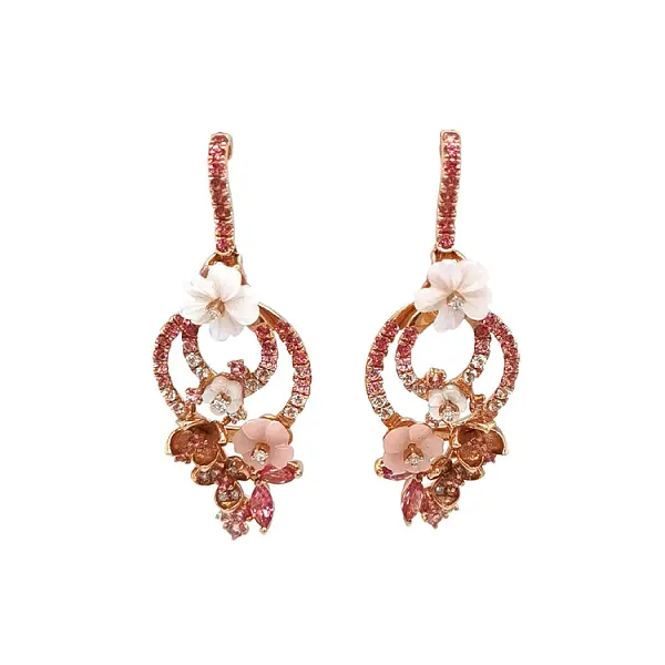 Gold-Ohrringe Halbedelsteine und Diamanten