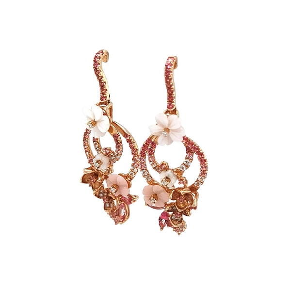 Gold-Ohrringe Halbedelsteine und Diamanten