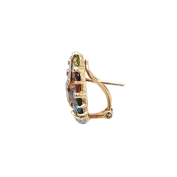 Gold-Ohrringe Halbedelsteine und Diamanten