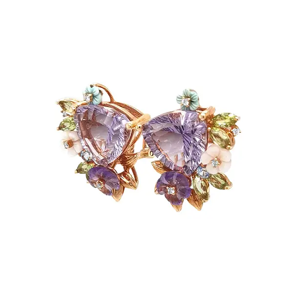 Gold-Ohrringe Halbedelsteine und Diamanten