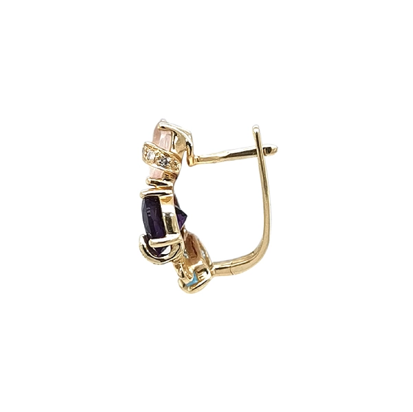 Gold-Ohrringe Halbedelsteine und Diamanten