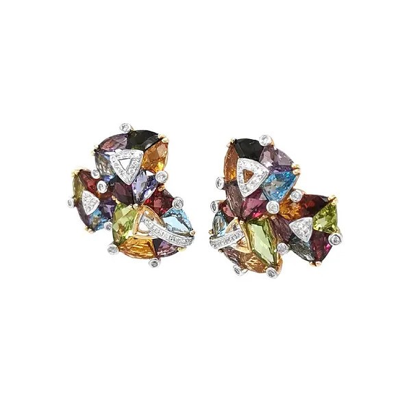 Gold-Ohrringe Halbedelsteine und Diamanten