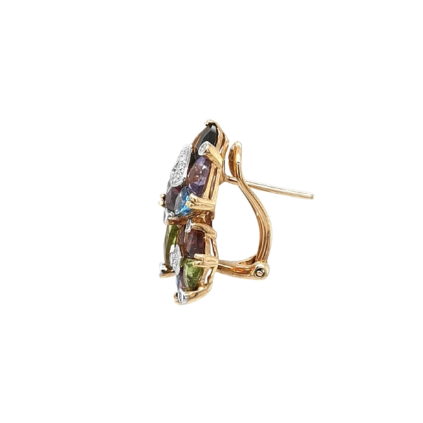 Gold-Ohrringe Halbedelsteine und Diamanten
