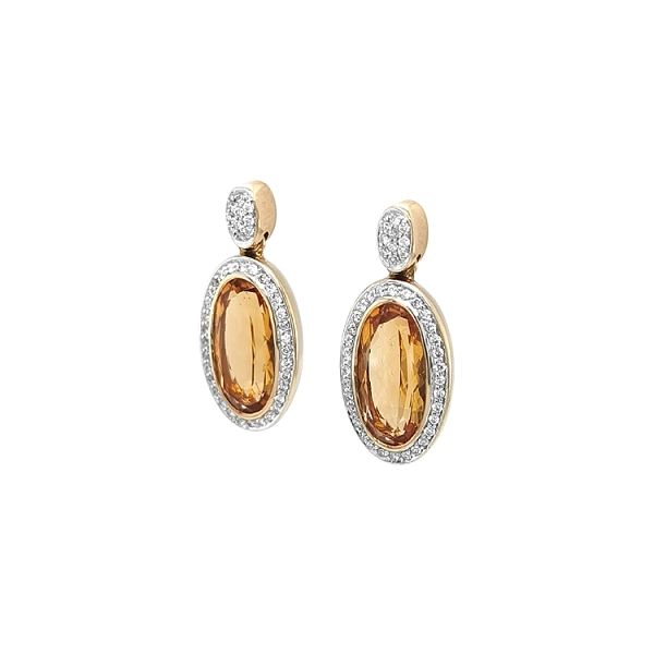 Gold-Ohrringe Citrin und Diamanten