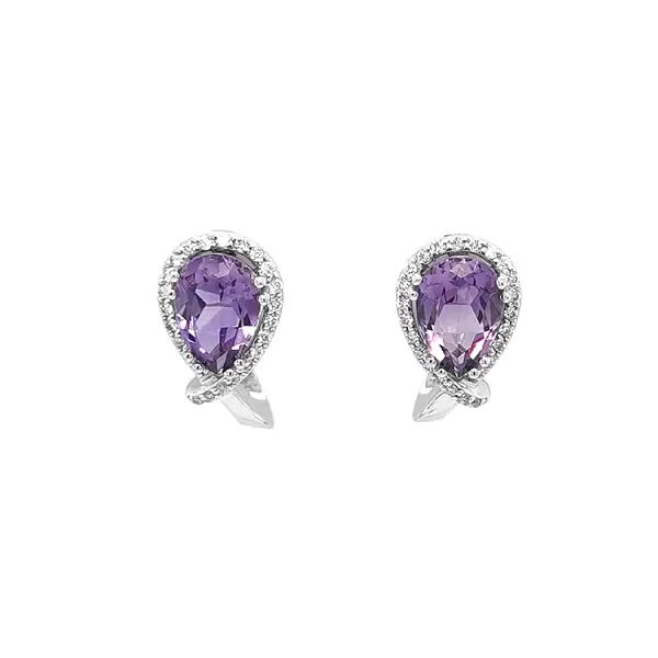 Gold-Ohrringe Amethyste und Diamanten