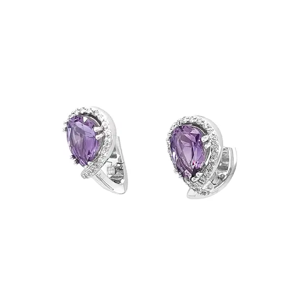 Gold-Ohrringe Amethyste und Diamanten