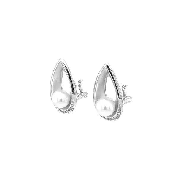 Goldohrringe Naturperlen und Diamanten