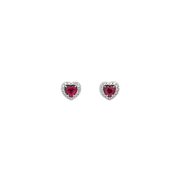 Goldohrringe mit Rubin und Diamanten