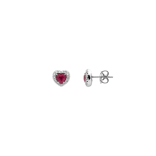 Goldohrringe mit Rubin und Diamanten