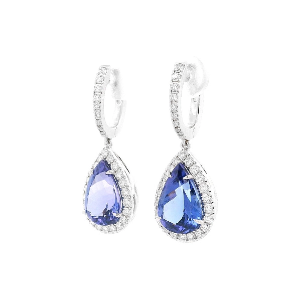 Luxuriöse Ohrringe mit blauen Tansaniten und Diamanten
