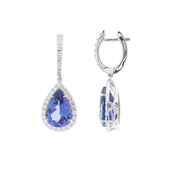 Luxuriöse Ohrringe mit blauen Tansaniten und Diamanten