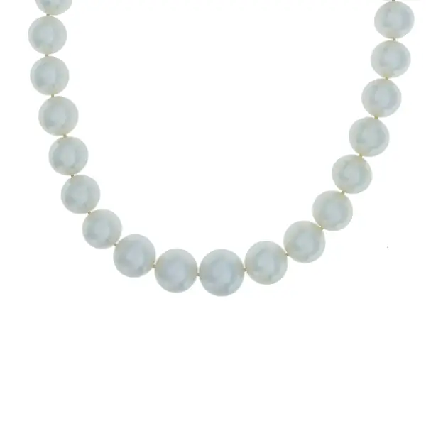 Goldkette aus echten Weißmeer-Perlen und Diamanten