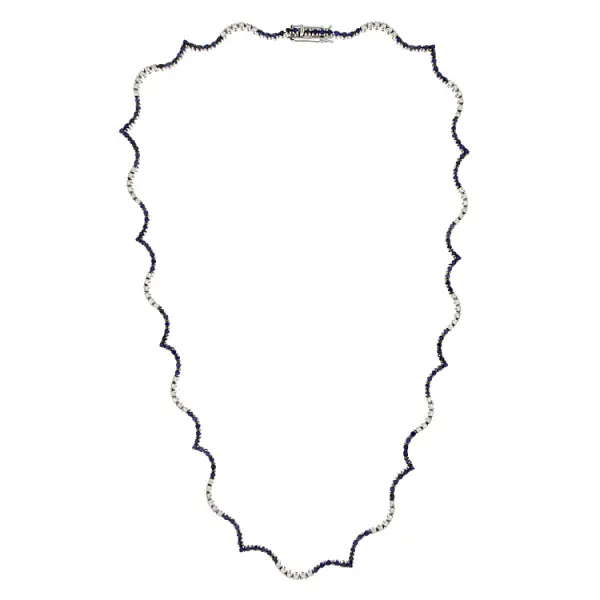 Goldhalskette mit Saphiren und Diamanten