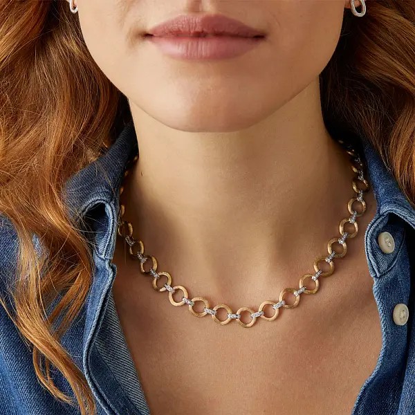 Gold Marco Bicego Jaipur Diamant-Halskette CB2660 B YW