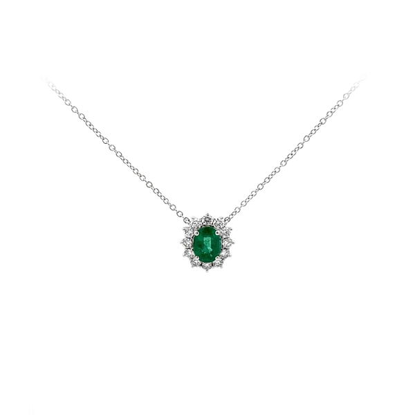 Gold Halskette Smaragd und Diamanten