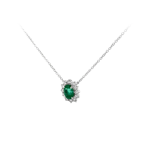 Gold Halskette Smaragd und Diamanten