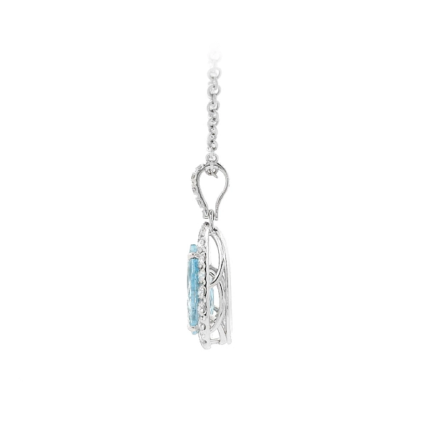 Luxusschmuck mit Aquamarin in Tropfenform und Damant Halo