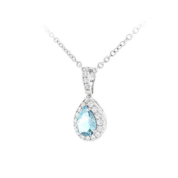 Luxuriöse Halskette mit Aquamarin in Kombination mit Diamanten