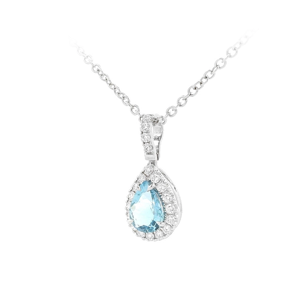 Luxuriöse Halskette mit Aquamarin in Kombination mit Diamanten