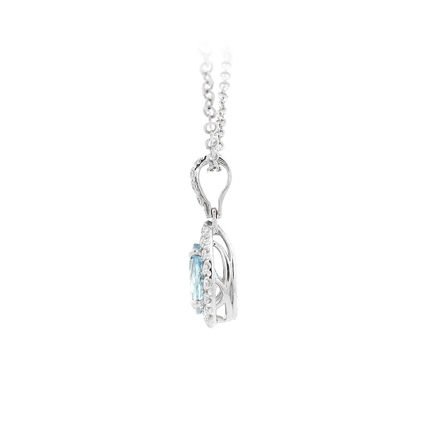 Luxuriöse Halskette mit Aquamarin in Kombination mit Diamanten