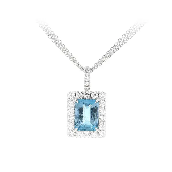 Glänzender Aquamarin in Kombination mit Diamantglanz - Luxus-Halskette