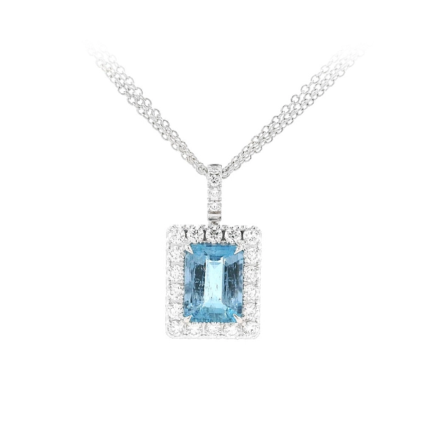 Glänzender Aquamarin in Kombination mit Diamantglanz - Luxus-Halskette