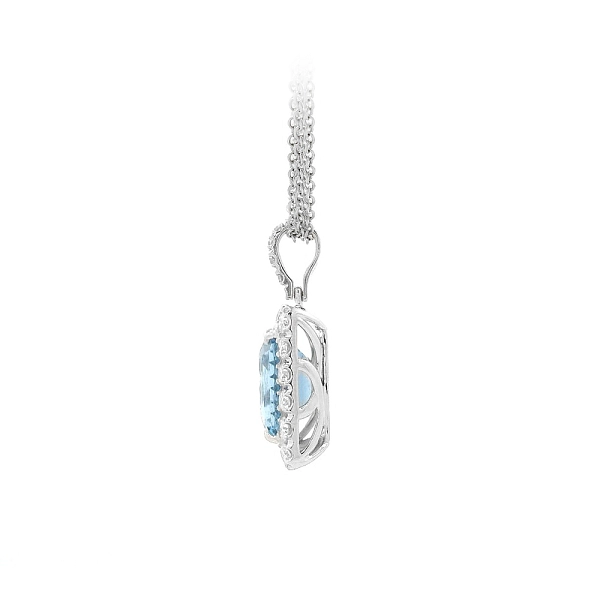 Glänzender Aquamarin in Kombination mit Diamantglanz - Luxus-Halskette