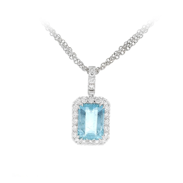 Elegante Halskette aus Weißgold mit Aquamarin und Diamanten