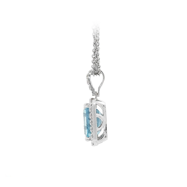 Elegante Halskette aus Weißgold mit Aquamarin und Diamanten