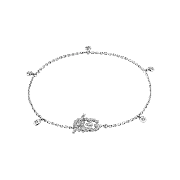Gold Gucci GG Running Armband mit Diamanten