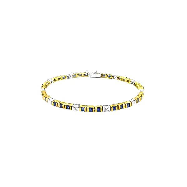 Goldarmband mit Saphiren und Diamanten