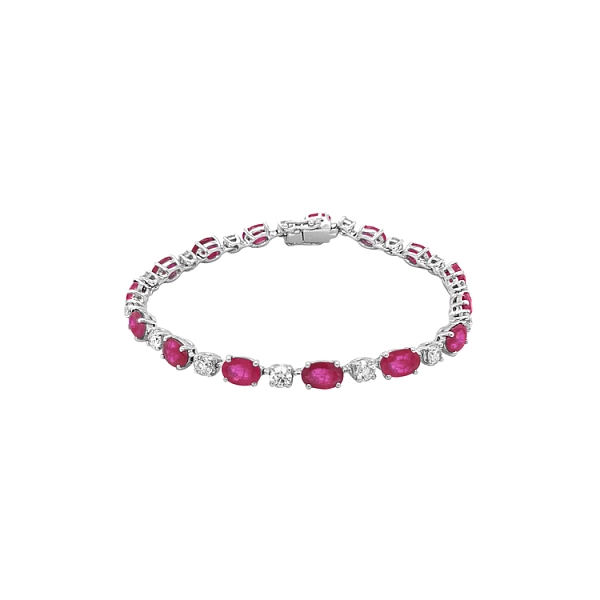 Gold-Tennisarmband mit Rubinen und Diamanten