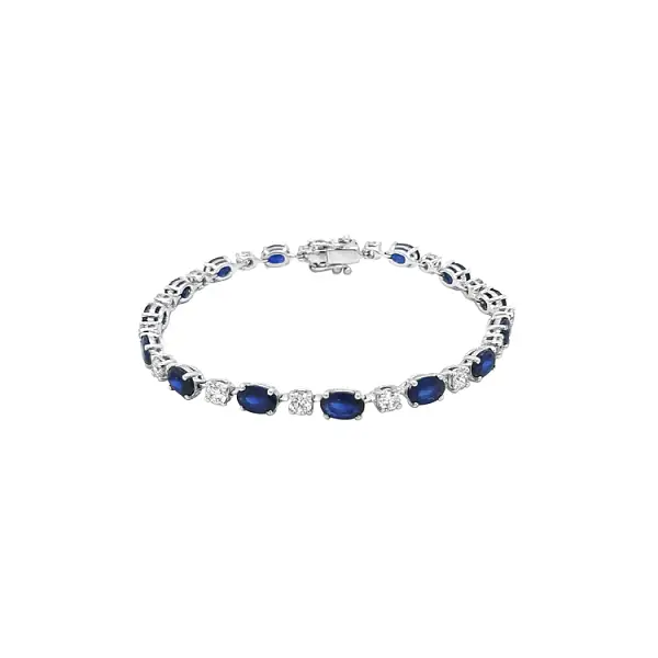 Gold-Tennisarmband mit Saphiren und Diamanten