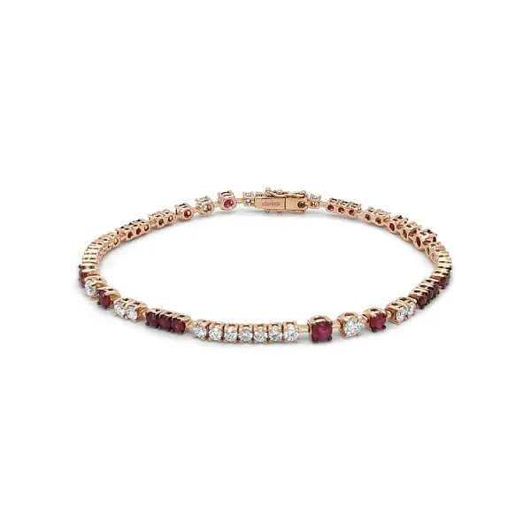 Gold-Tennisarmband mit Rubinen und Diamanten